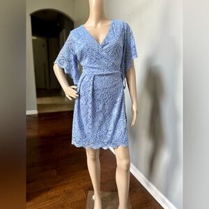 Francesca’s Periwinkle Blue Lace Wrap Dress